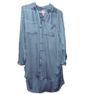 Chico's Blue/White Striped Long Blouse Size 0